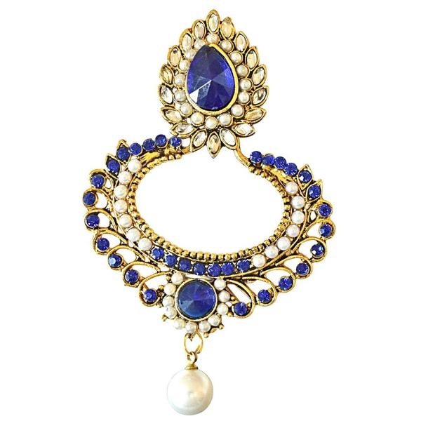Surat Diamond Jewellery Drop Shaped Blue & white Coloure Stones, Shell