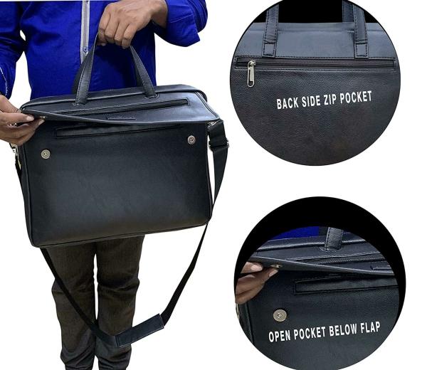 CAVALLO Black Faux Leather Laptop Bag for Men and Women JioMart