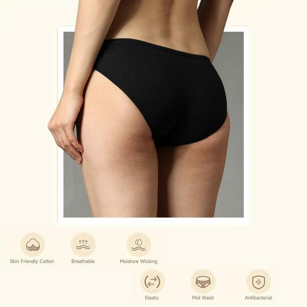 Wearslim Essentials Women's Cotton Bikini Brief Underwear No Show