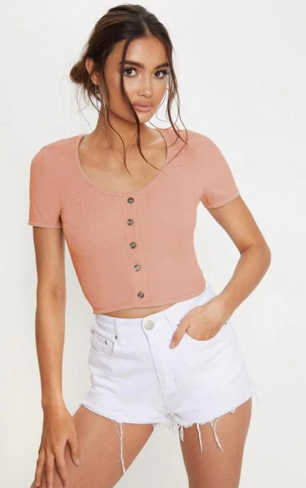 Siza Fashion Women Pink Solid Lycra Blend Crop Top S JioMart