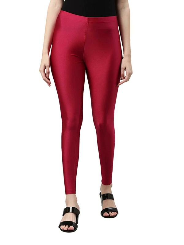 Go Colors Women Maroon Solid Stretch Leggings JioMart