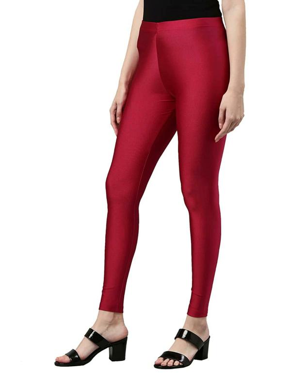 Go Colors Women Maroon Solid Stretch Leggings JioMart