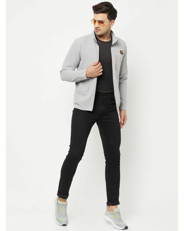 Glito Grey Solid DryFit Regular Fit Sports Wear Jacket/Upper For Men