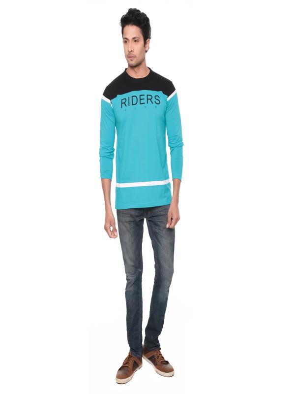 BULLMER Multicolor Colorblock full sleeve Single Round Neck Tshirt For