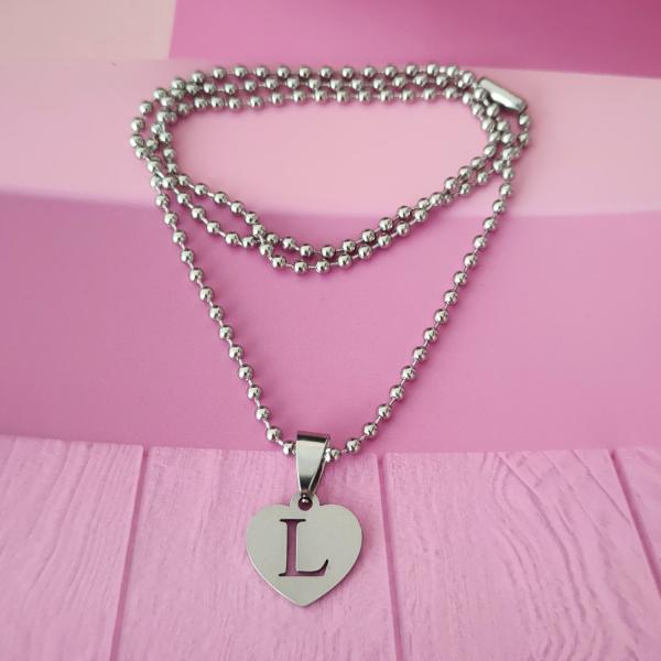 M Men Style English Alphabet Initial Charms Letter L Silver Stainless