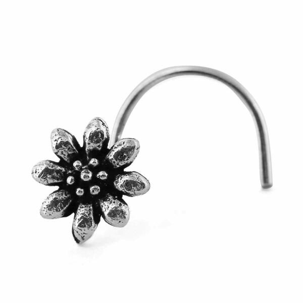 ZAVYA Sterling Silver Floral Nose Pin for Women JioMart