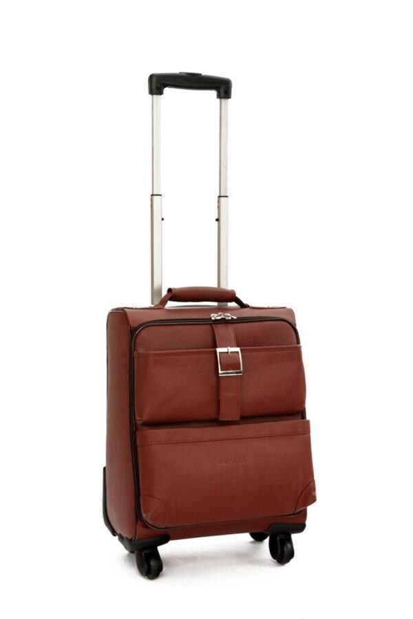 Mboss Tan Faux Leather Laptop Trolley Bag, 29 L With Laptop Sleeve