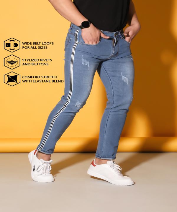 Dennie Foste Slim Fit Mid Rise Ligh Blue Color Stylish Mens Jeans With