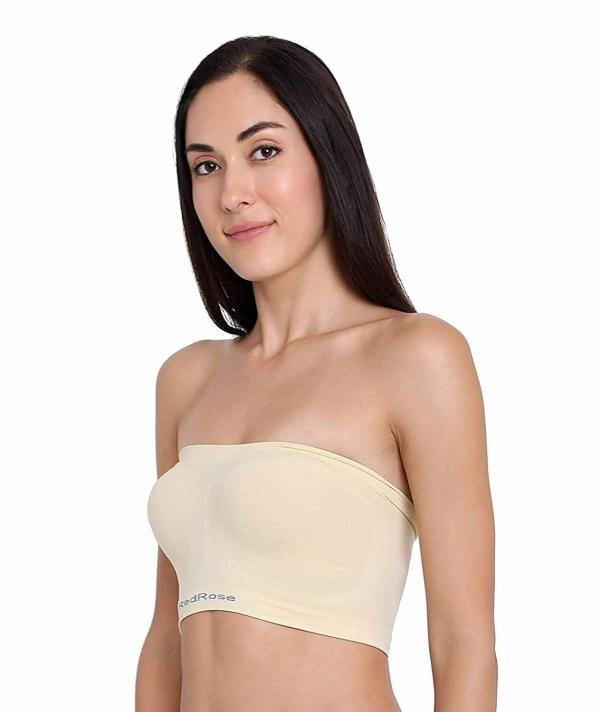 Red Rose Top Tube Bra Off Shoulder Bra Tube Bra For Women (Skin M