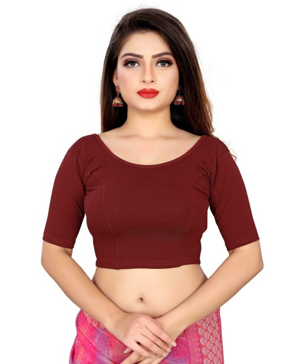 MOOLDHANI Women Maroon Solid Cotton Blouses JioMart