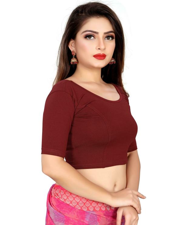 MOOLDHANI Women Maroon Solid Cotton Blouses JioMart