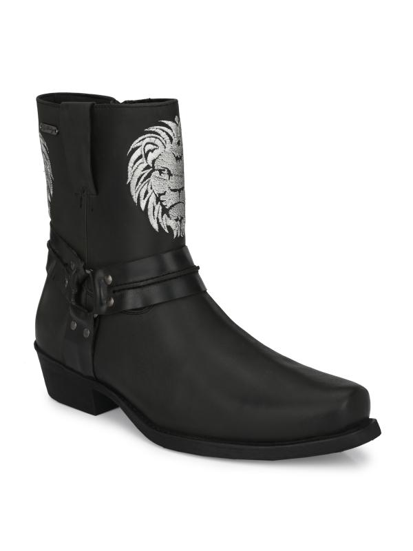 Delize Matt Black men’s leather riding boots JioMart