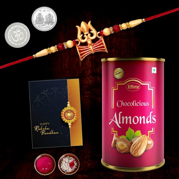 Deodap Multicolor Rakhi With Chocolates, Roli Chawal, Pair Of Pooja