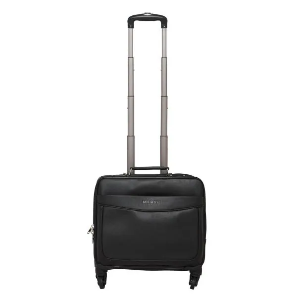 Mboss Black Faux Leather Laptop Trolley Bag, 48.5 L JioMart