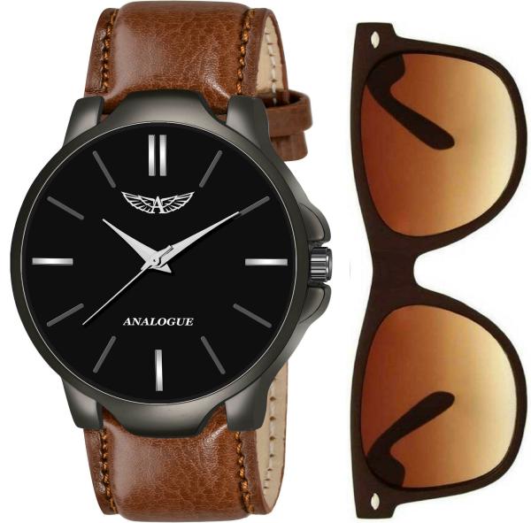 black dial brown strap