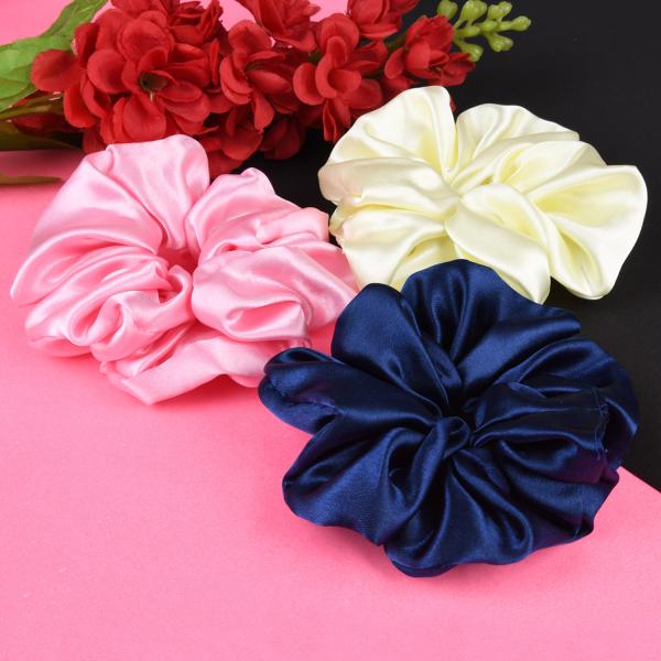 NNR Satin Silk Large Hair Scrunchies For Girls And Womens, Satin Silk