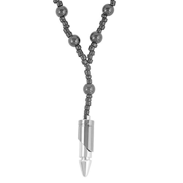 morir Stainless Steel Bullet Shape Rosary Bead Mala Pendant (Men and