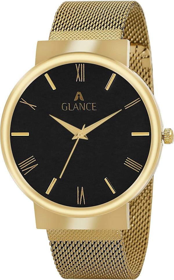 Aglance Analog Black Dial Gold Strap Watch For Men (M1001) JioMart