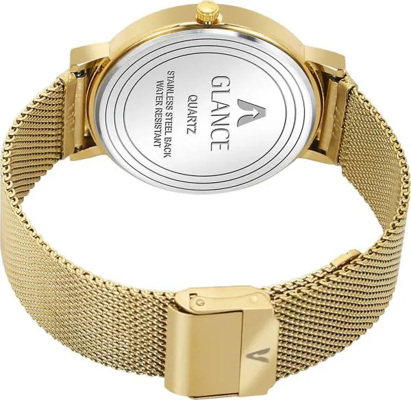 Aglance Analog Black Dial Gold Strap Watch For Men (M1001) JioMart