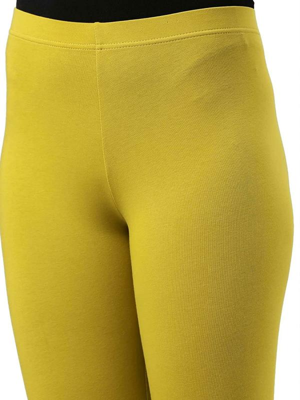 Go Colors Women Yellow Solid Stretch Leggings JioMart