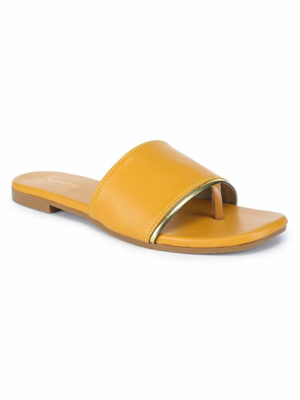 womens yellow flat sandals