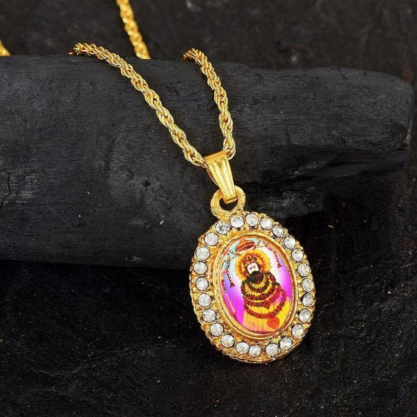ZUMRUT MAKING YOU A STYLE SENSATION Gold Plated Brass Symbol of Khatushyam Locket Pendant