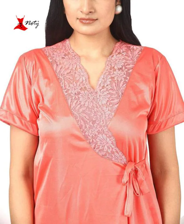 Noty Women's Nightwear Set Nighty with Robe Satin Fabric 2 Pc with