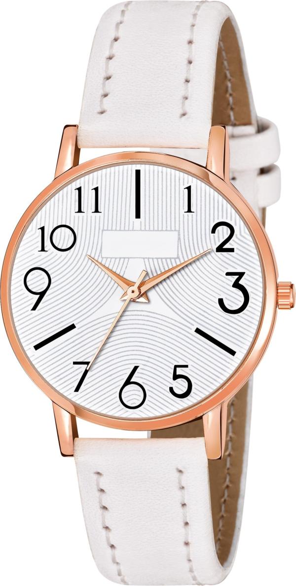 Praizy Times Analog White Dial White Strap Watch With Bracelet For