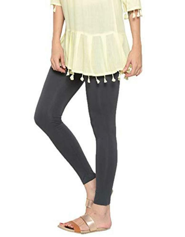 De Moza Women Dark Grey Solid Viscose Leggings JioMart