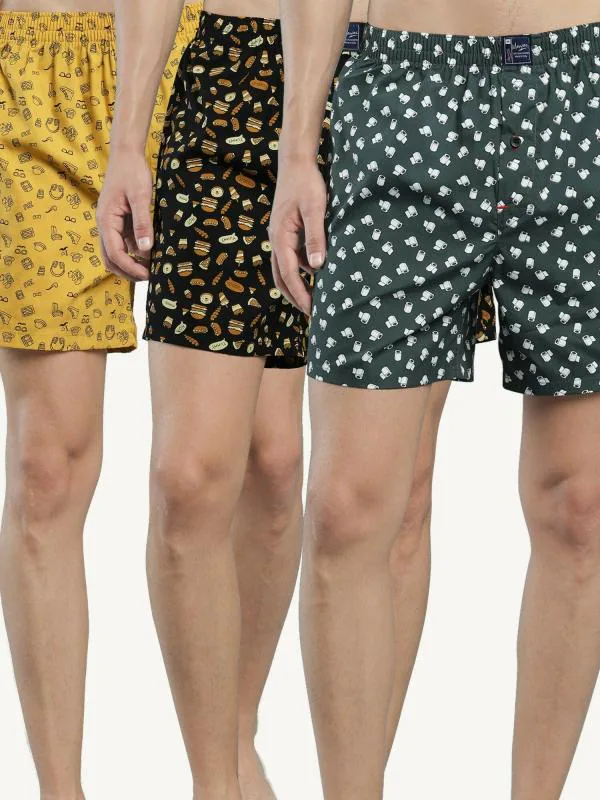 Maniac Men's All Over Printed Multicolor Cotton Slim Fit Boxer shorts (Pack of 3) JioMart