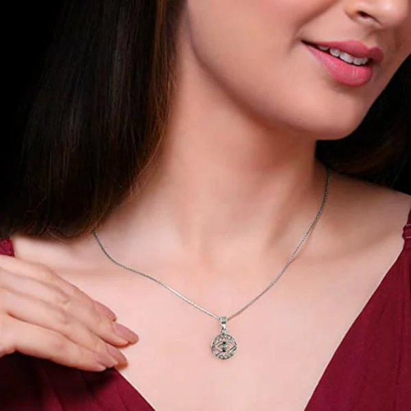 Giva Silver Oxidised Goddess Eye Pendant With Box Chain For Women JioMart