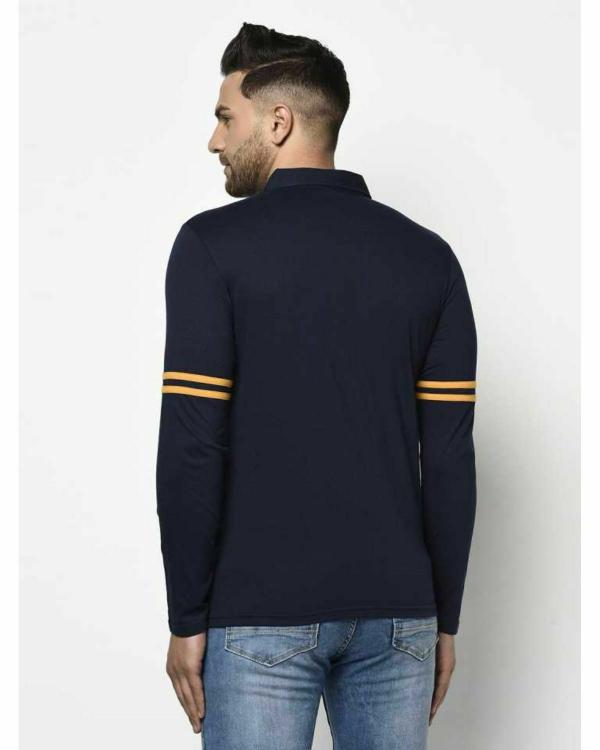 Glito Color Blocked Multicolor Full Sleeves Polo Tshirts For Men's