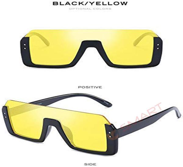 Tz Smart Night Vision Uv Protection Rectangular Yellow Sunglasses For