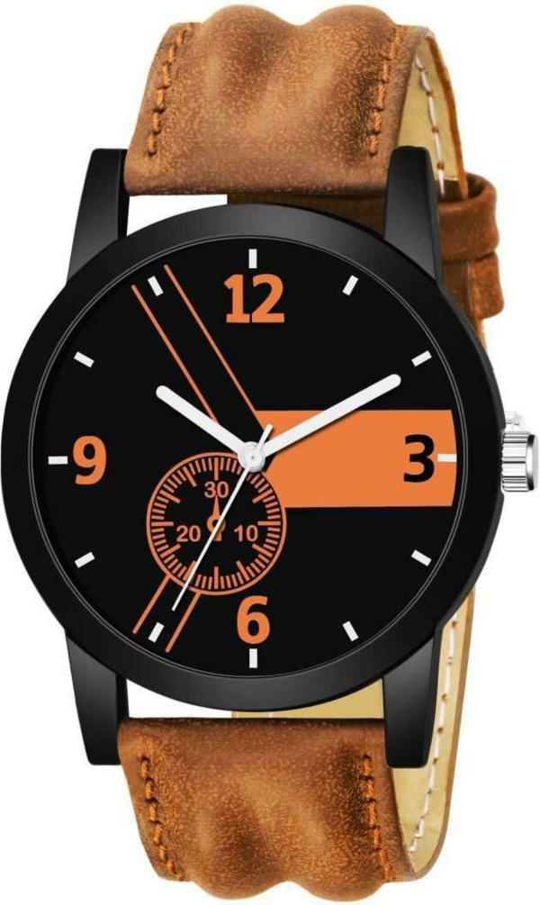 black dial brown strap