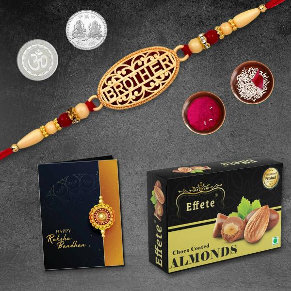 Deodap Multicolor Rakhi With Chocolates, Roli Chawal, Pair Of Pooja