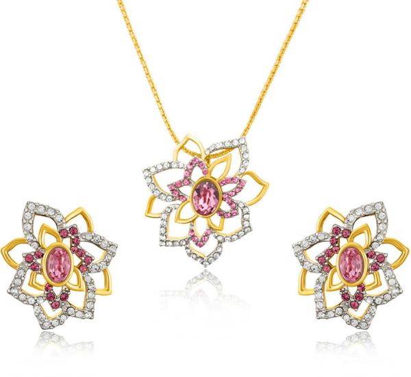 Mahi Women Gold Plated Brass, Alloy Jewellery Set (Pink, White) JioMart