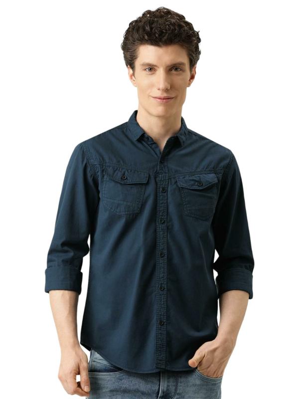 IVOC Navy Blue Solid Shirts JioMart