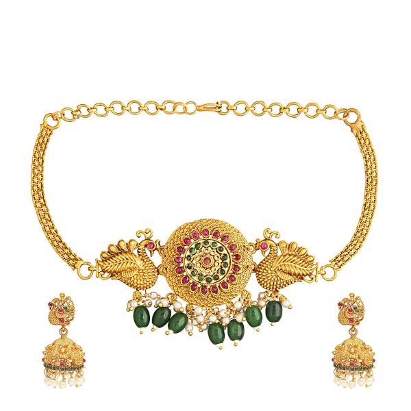 Bodha By Shivansh Gold Peacock design NecklaceJewellery Necklace Set
