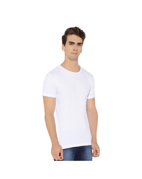 Men Solid Round Neck WhiteTShirt JioMart