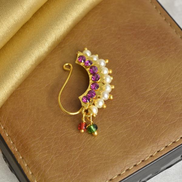 Jewelopia Maharashtrian AD Nath CZ Nose Stud Pin Traditional Bridal