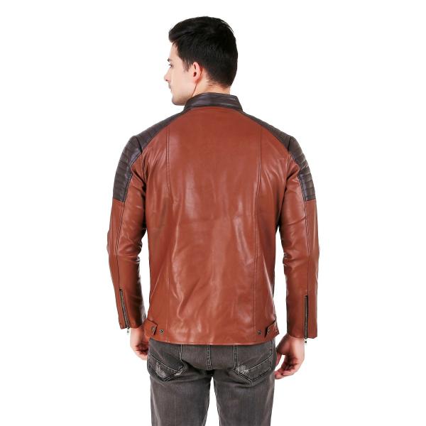 Leather Retail Brown Crafted Design Faux Leather Jacket for Men’s JioMart