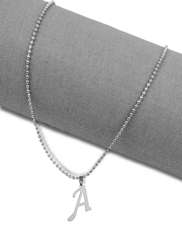 Adhvik Silver Name English Alphabet 'A' Letter Locket Pendant Necklace