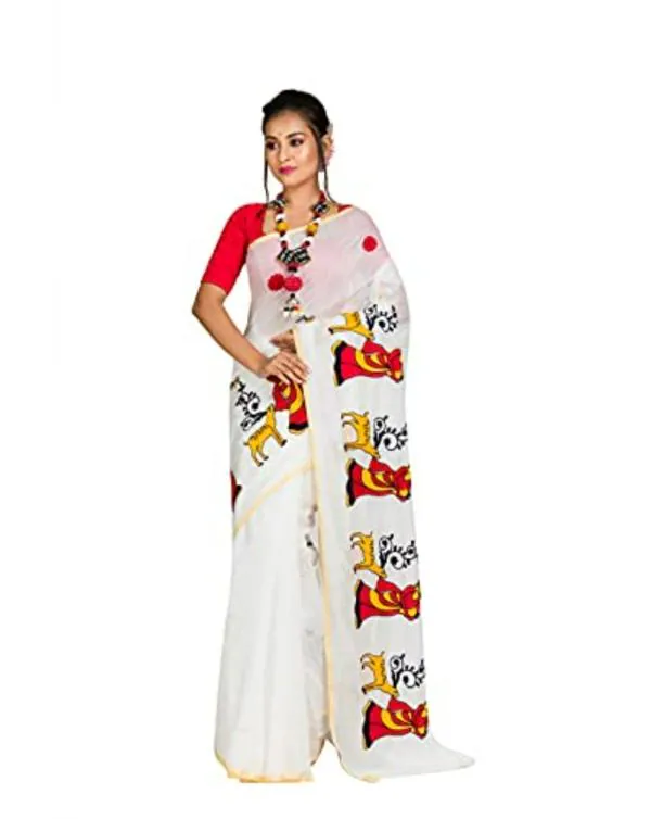 Raj Saree House Women's Traditional Cotton Silk Bengali Handloom