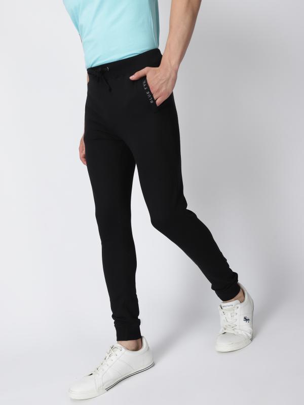 BLUE TYGA Black Men Solid 100 Cotton Joggers JioMart