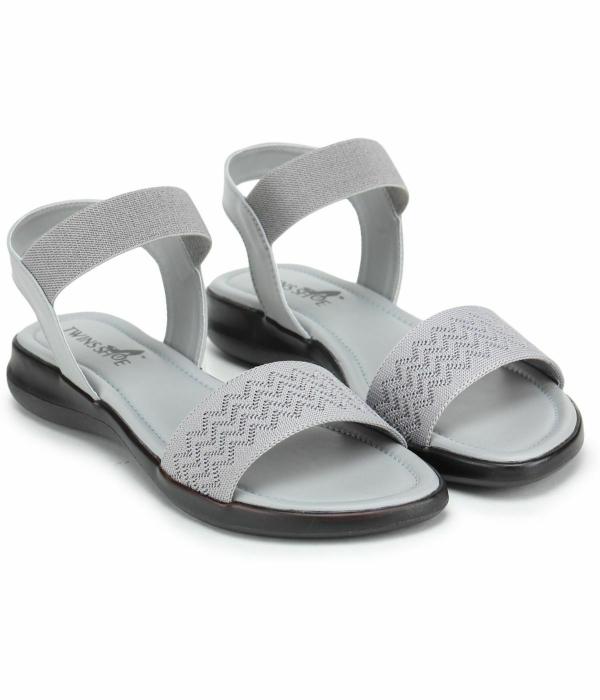 TWINSSHOE Grey Flat Sandals for Women JioMart