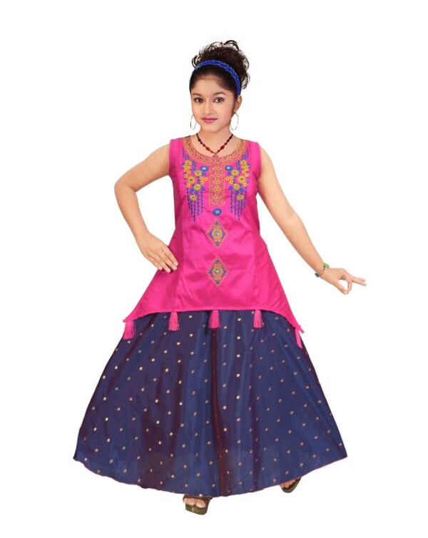 4YOU DRESSES Beautiful Traditional Soft Taffeta Fabric Embroidery Maxi/ Gown For Girls (3 4