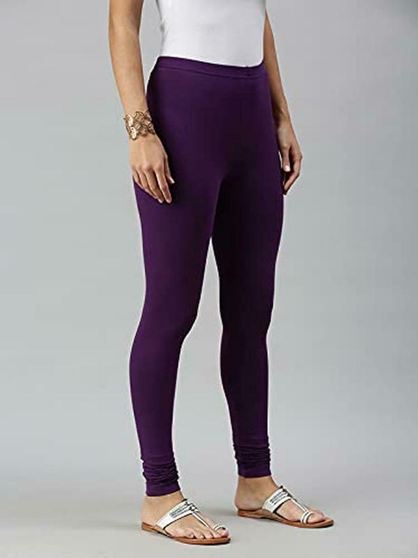 De Moza Women Purple Solid Cotton Skinny Leggings JioMart
