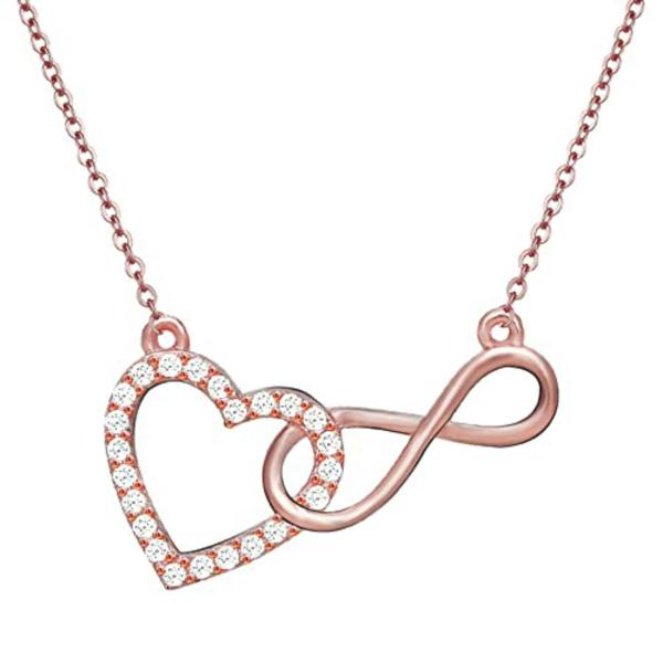 Giva Sterling Silver Rose Gold Sparkling Infinity Pendant With Link Chain For Women - JioMart