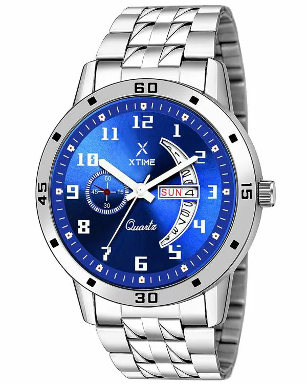 XTIME Analog Blue Dial Silver Strap Watch for Men & Boys JioMart