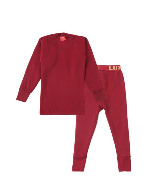 LUX COTT'S WOOL Kids Maroon Solid Cotton Blend Thermal set JioMart